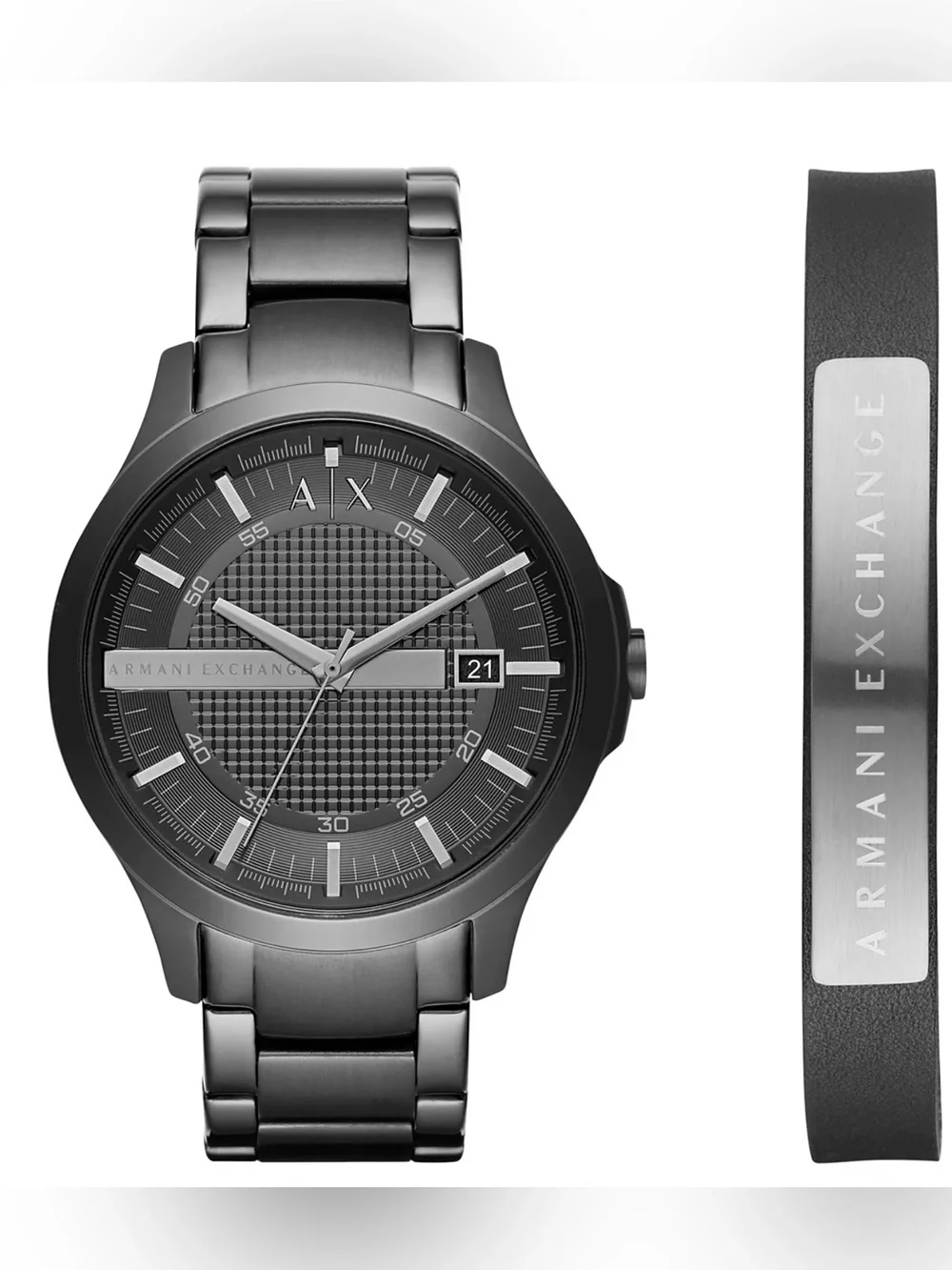 A/X Armani Exchange Black Stainless Steel Bracelet Watch Gift Set 46mm